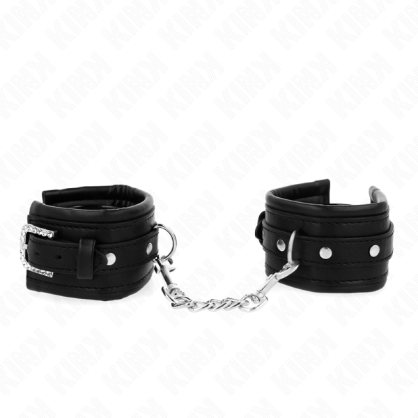 KINK - RETENÃÃES DE PULSO COM FIVELA DE RHINESTONE PRETO AJUSTÃVEIS 25-32 CM X 5,5 CM