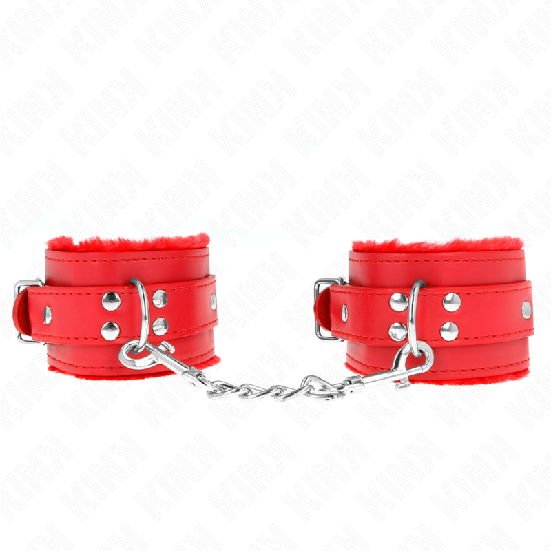 KINK - PULSO FORRO DE PELE VERMELHO COM CINTO VERMELHO AJUSTÃVEL 17-29 CM X 6 CM