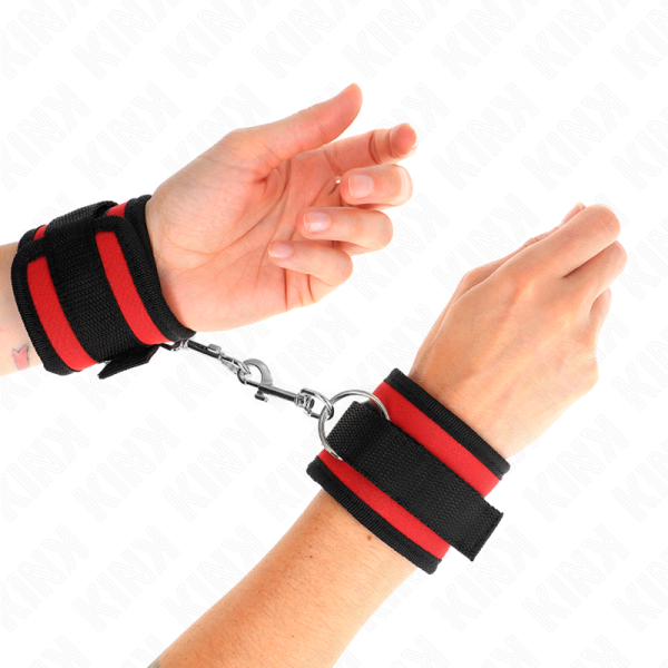 KINK - RETENÃÃES DE PULSO NYLON BIND HOOK&LOOP VERMELHO-PRETO MODELO 2 AJUSTÃVEL 18-35 CM X 6 CM - Image 4