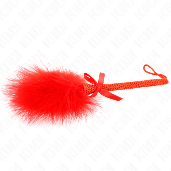 KINK - VARINHA DE CORDA DE NYLON COM PENAS DE CÃCEGAS E LAÃO VERMELHO 25 CM - Image 4