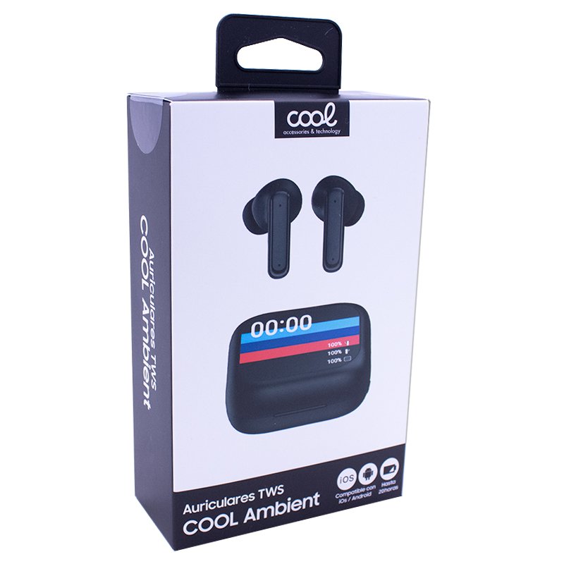 Auriculares Stereo Bluetooth Earbuds Lcd COOL Ambient Negro - Image 13