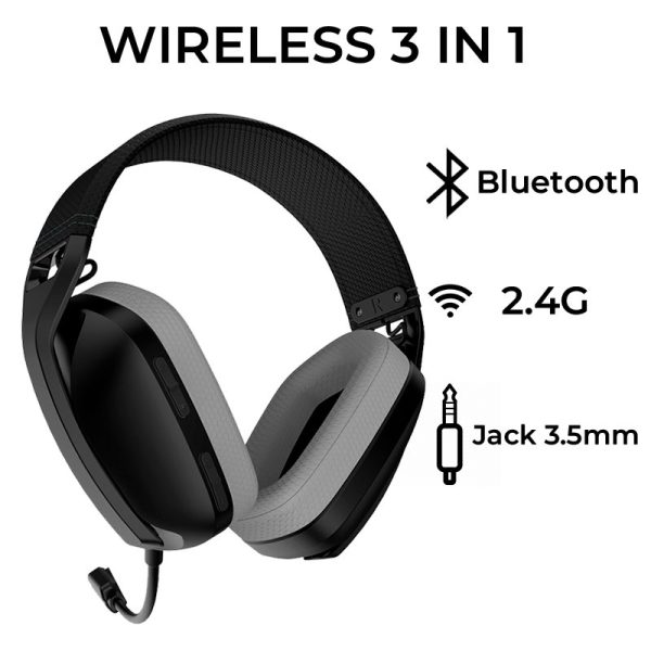 Auriculares Stereo PC / PS4 / PS5 Gaming Inalámbricos COOL Newton 3 en 1 Negro - Image 8