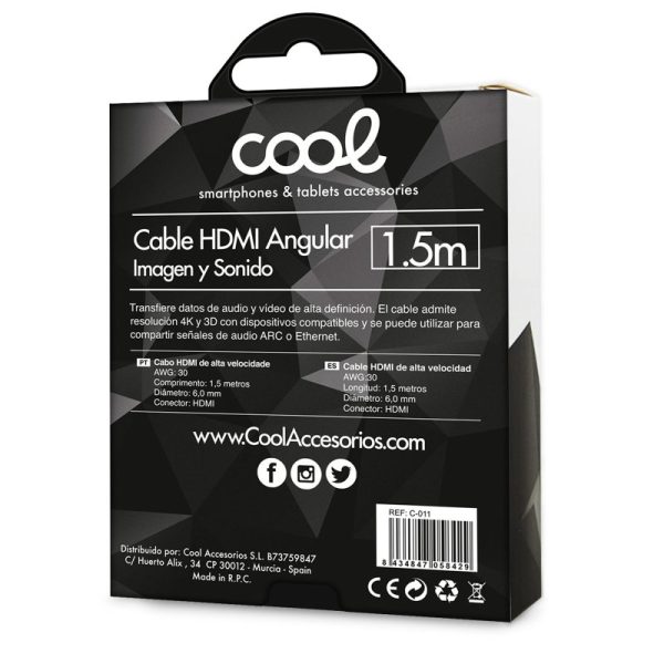 Cable HDMI a HDMI Audio-Video Universal (1.5 metros) Angular Ultra 4K COOL - Image 4