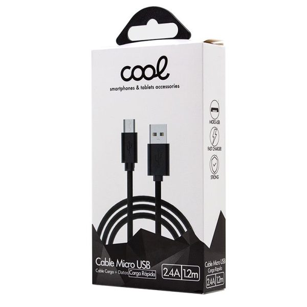Cable USB Compatible COOL Universal (micro-usb) 1.2 metros Negro 2.4 Amp - Image 2