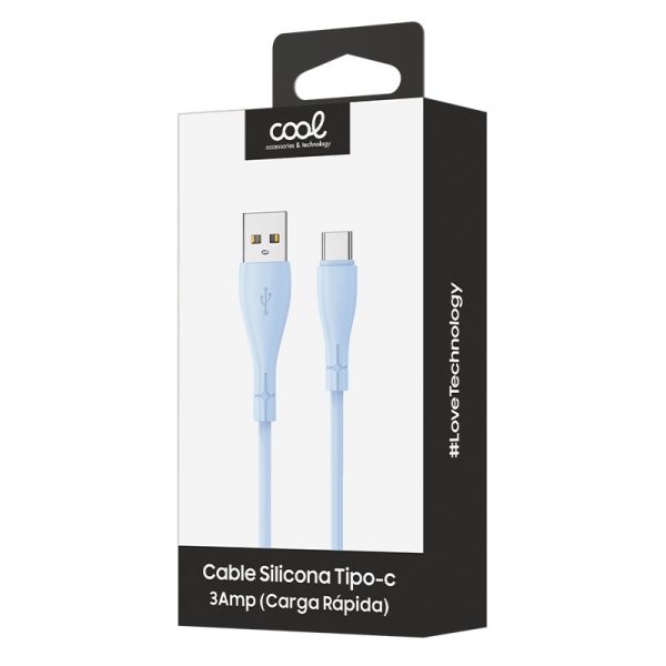 Cable USB COOL Silicona Universal Tipo C (1 metro) Celeste - Image 3