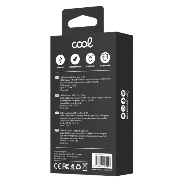 Cable USB COOL Silicona Universal Tipo C (1 metro) Celeste - Image 4
