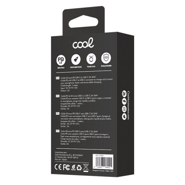 Cable USB COOL Silicona Universal Tipo C a Tipo C (1 metro) Celeste - Image 4