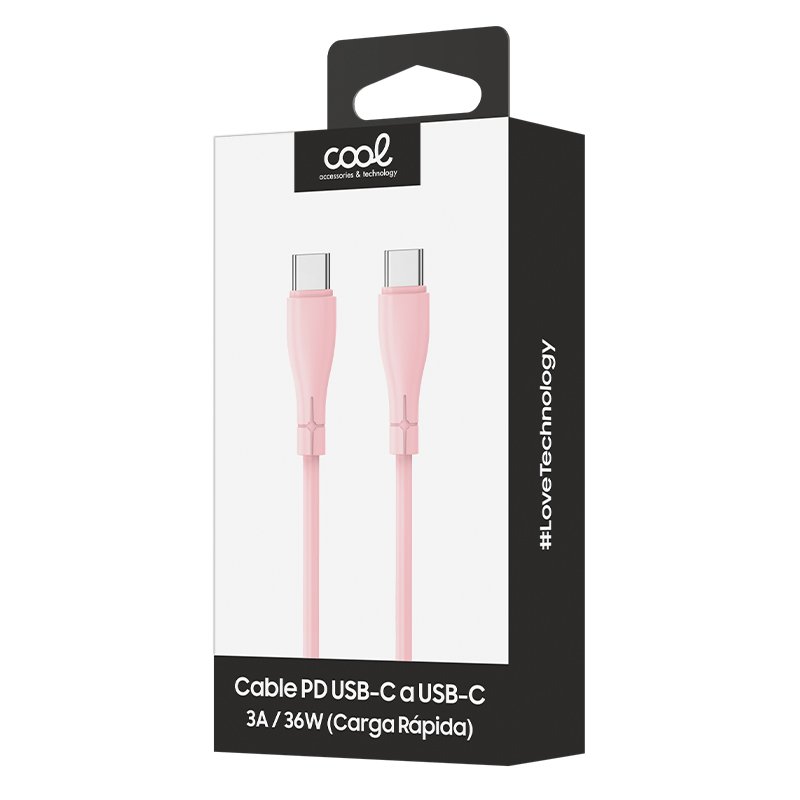 Cable USB COOL Silicona Universal Tipo C a Tipo C (1 metro) Rosa - Image 3