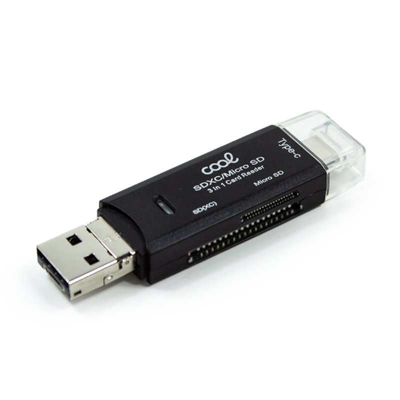 Lector Tarjetas Memoria Universal COOL 3 en 1 (Tipo-C / Micro-USB / USB) - Image 2