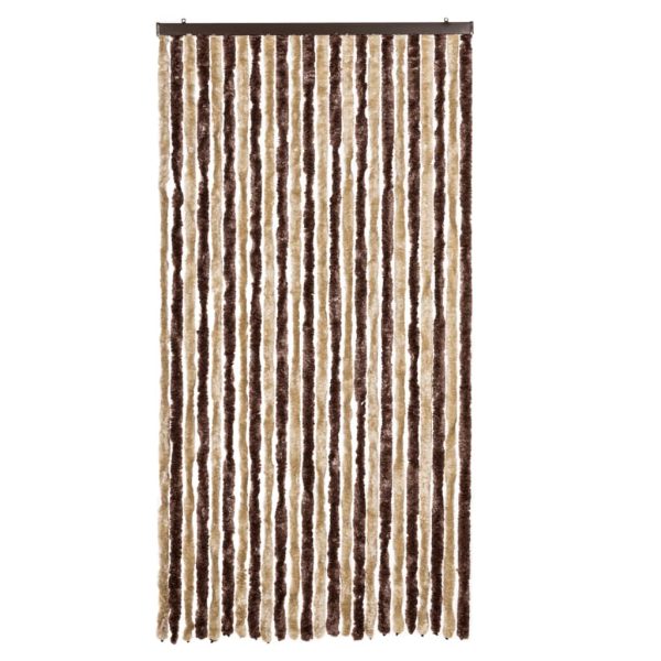 Cortina anti-insetos 100x220 cm chenille bege e castanho claro - Image 2