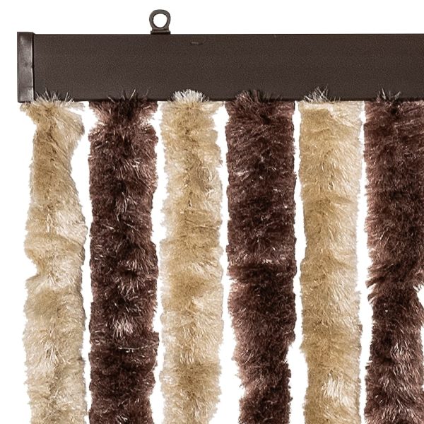 Cortina anti-insetos 100x220 cm chenille bege e castanho claro - Image 3