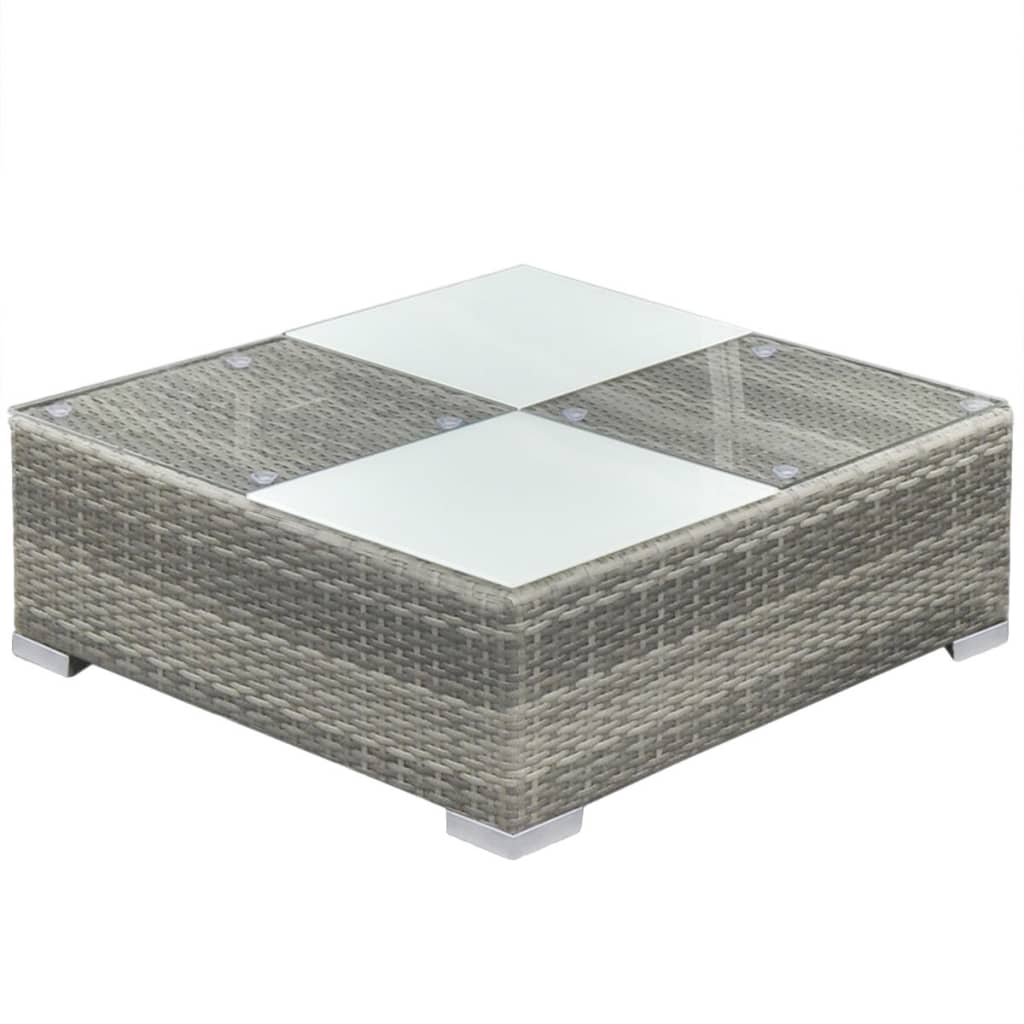 8 pcs conjunto lounge de jardim c/ almofadões vime PE cinzento - Image 4