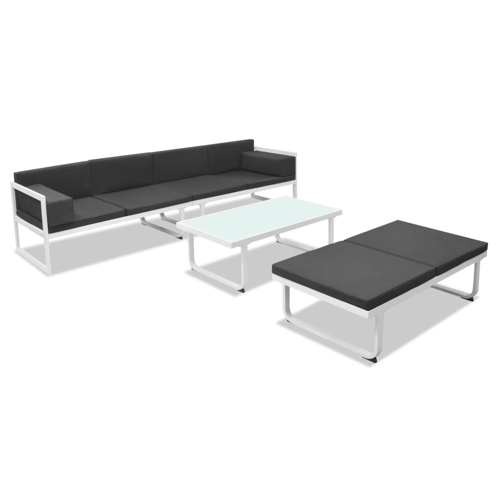 4 pcs conjunto lounge p/ jardim com almofadas alumínio preto - Image 2
