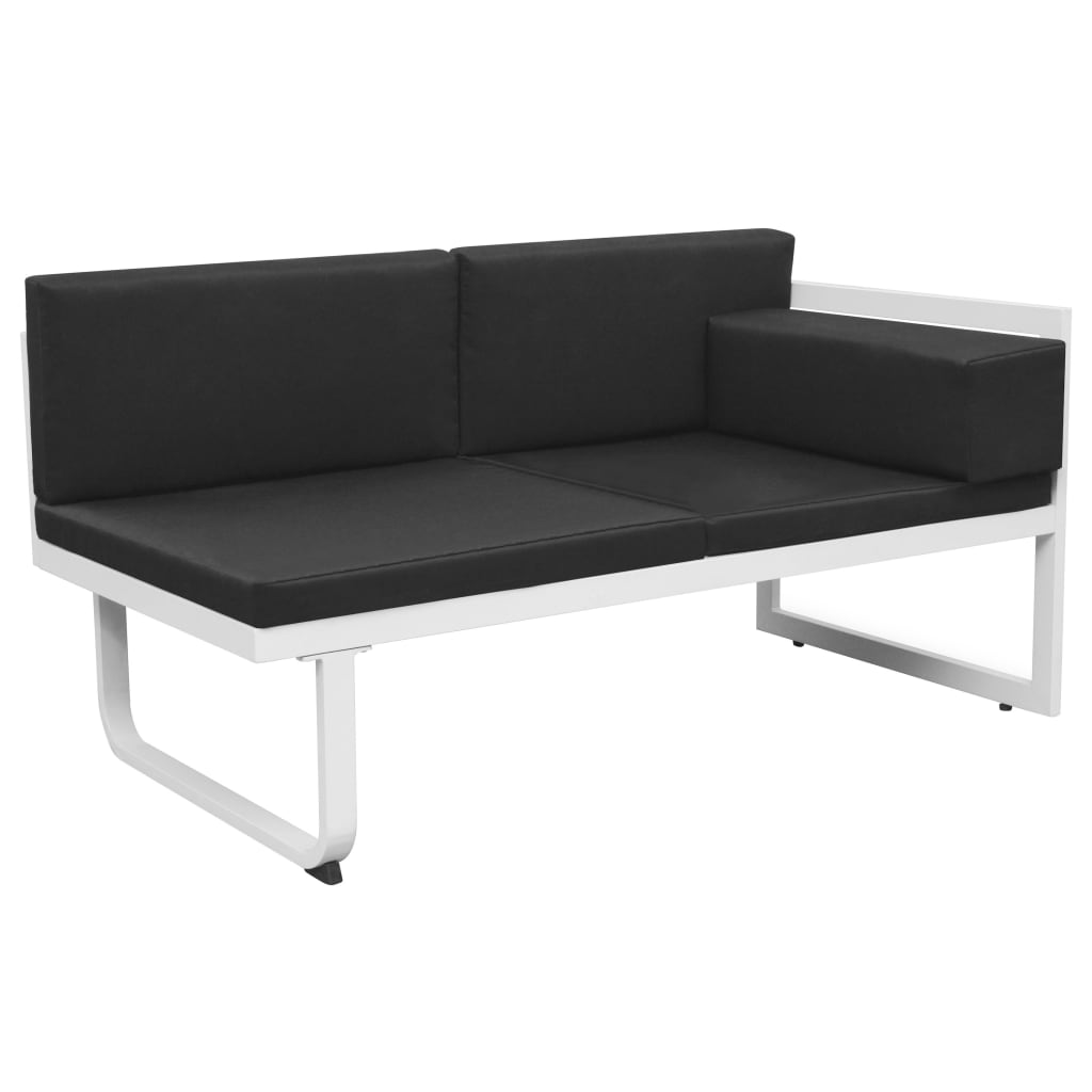 4 pcs conjunto lounge p/ jardim com almofadas alumínio preto - Image 4