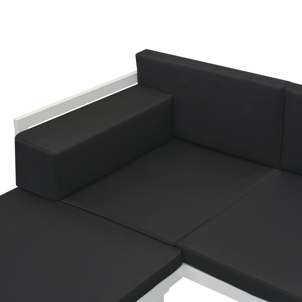 4 pcs conjunto lounge p/ jardim com almofadas alumínio preto - Image 8
