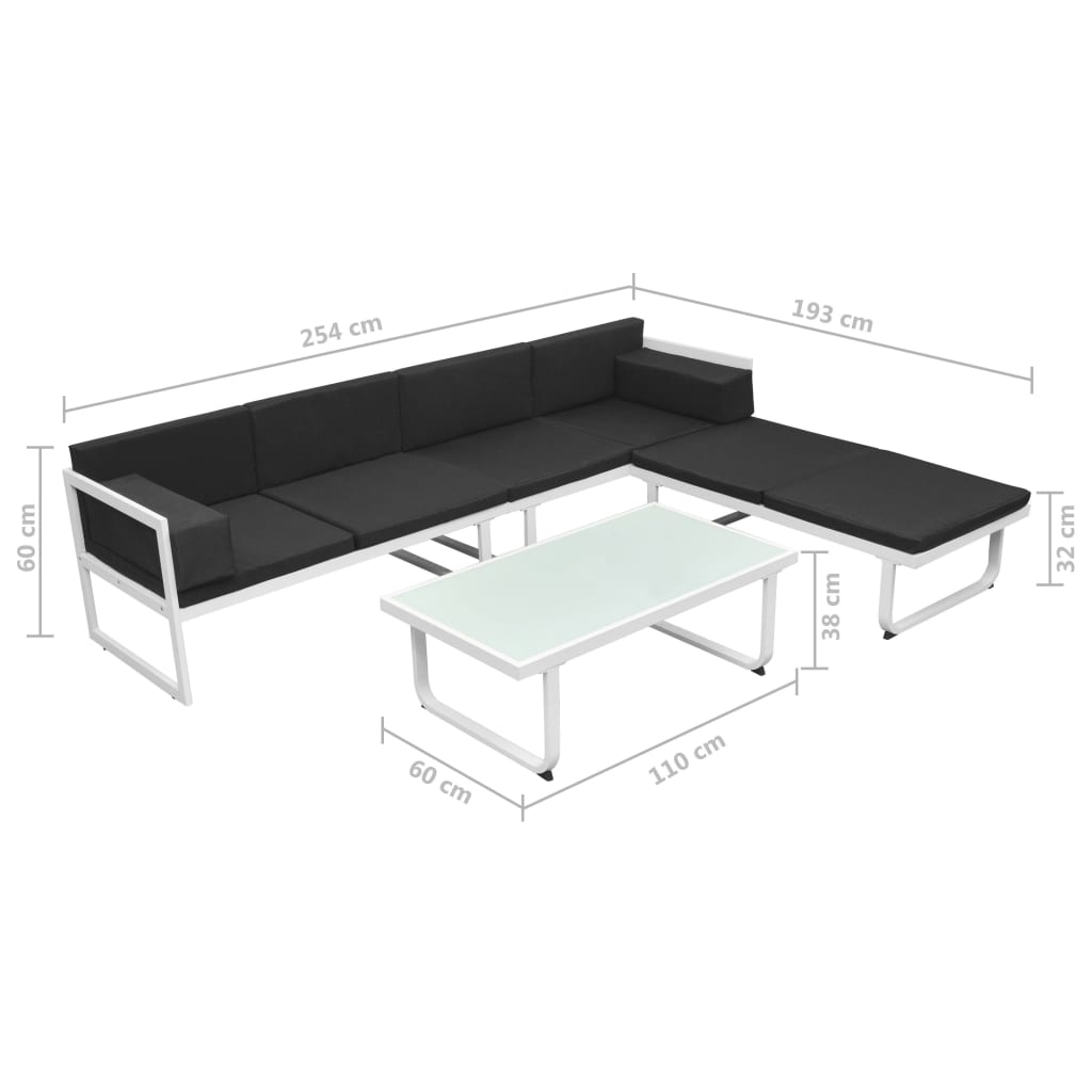 4 pcs conjunto lounge p/ jardim com almofadas alumínio preto - Image 9