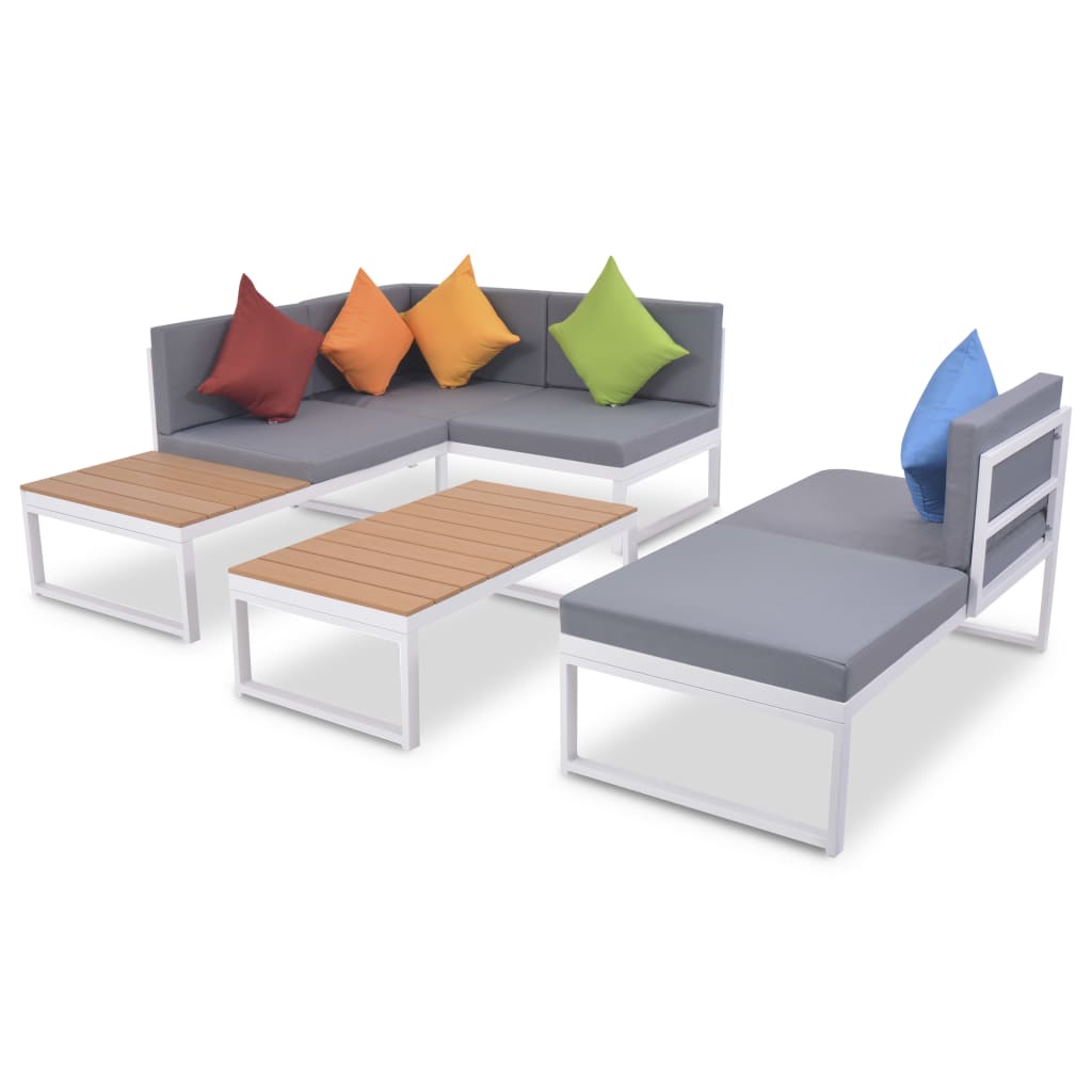 4 pcs conjunto lounge p/ jardim com almofadas alumínio e WPC - Image 2
