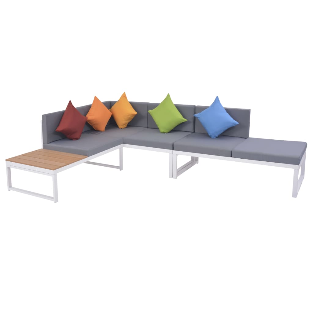 4 pcs conjunto lounge p/ jardim com almofadas alumínio e WPC - Image 5