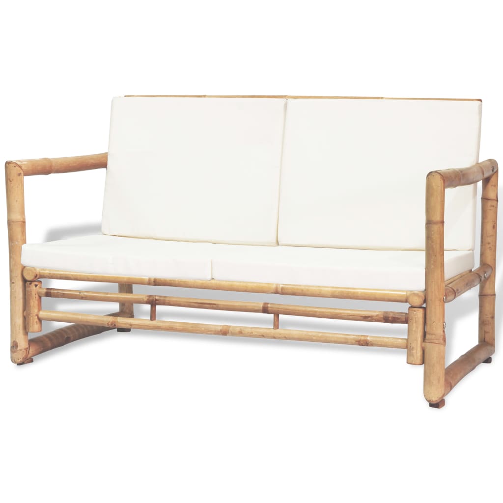 4 pcs conjunto lounge p/ jardim com almofadas bambu - Image 3