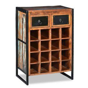Garrafeira para 16 garrafas madeira reciclada maciça