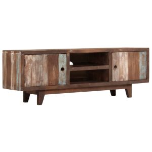 Móvel de TV vintage em madeira de acácia maciça 118x30x40 cm