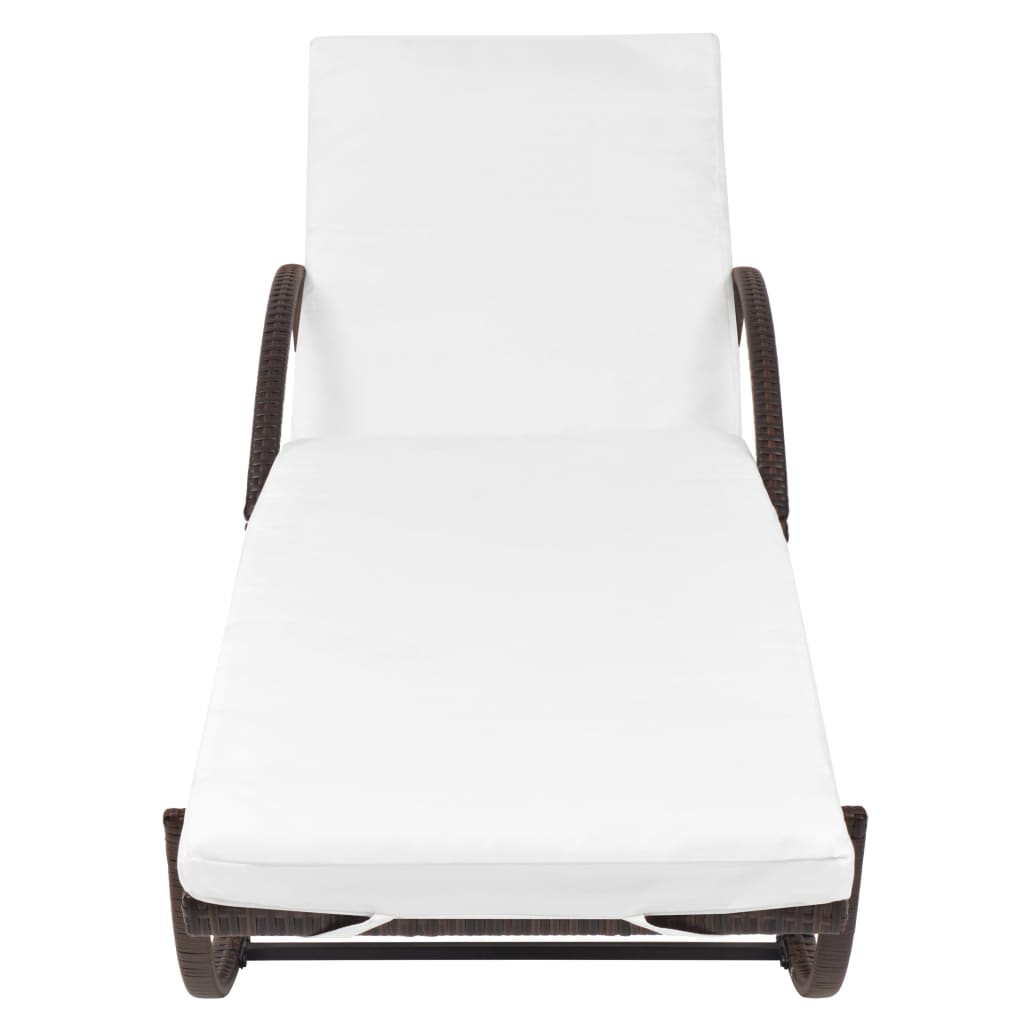 Espreguiçadeiras com mesa 2 pcs vime PE castanho - Image 5