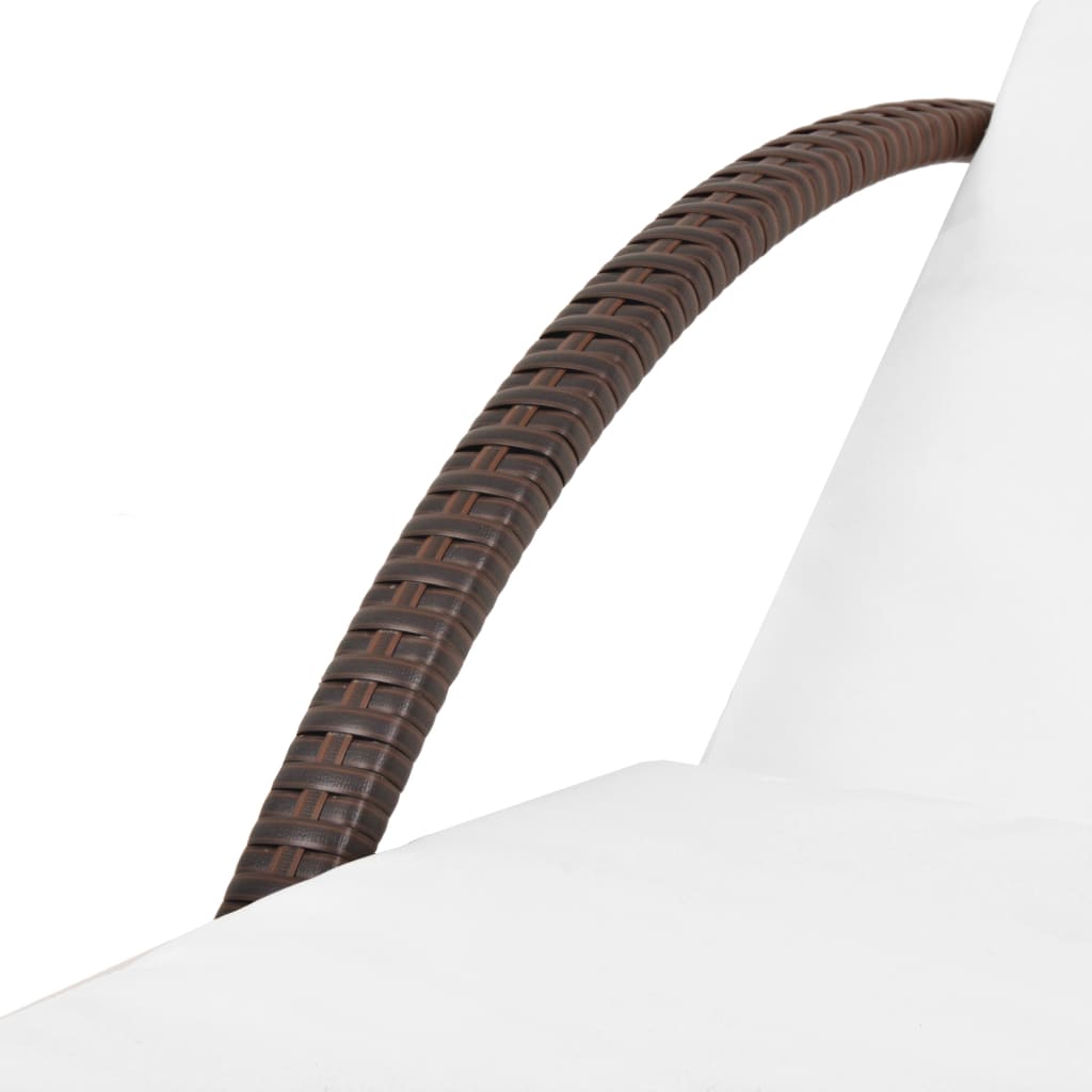 Espreguiçadeiras com mesa 2 pcs vime PE castanho - Image 7