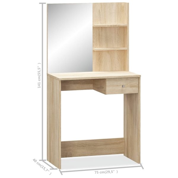 Toucador em aglomerado 75x40x141 cm carvalho - Image 4