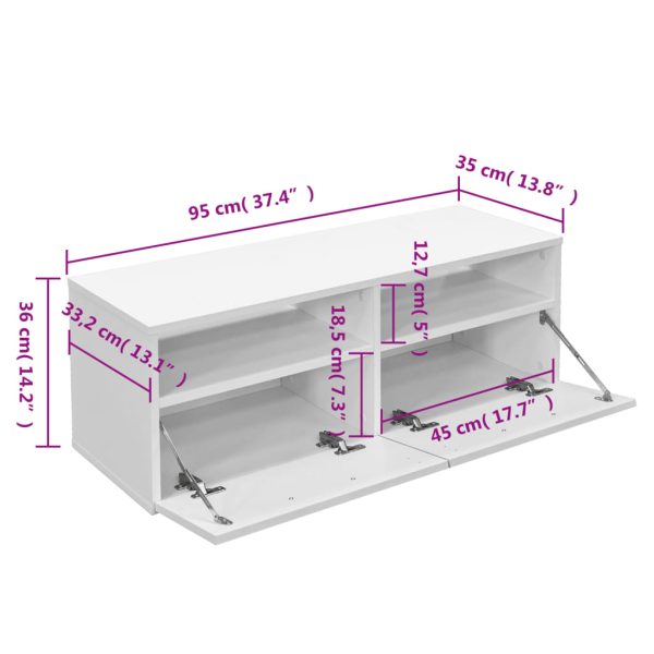 Móvel de TV em aglomerado 95x35x36 cm branco - Image 4