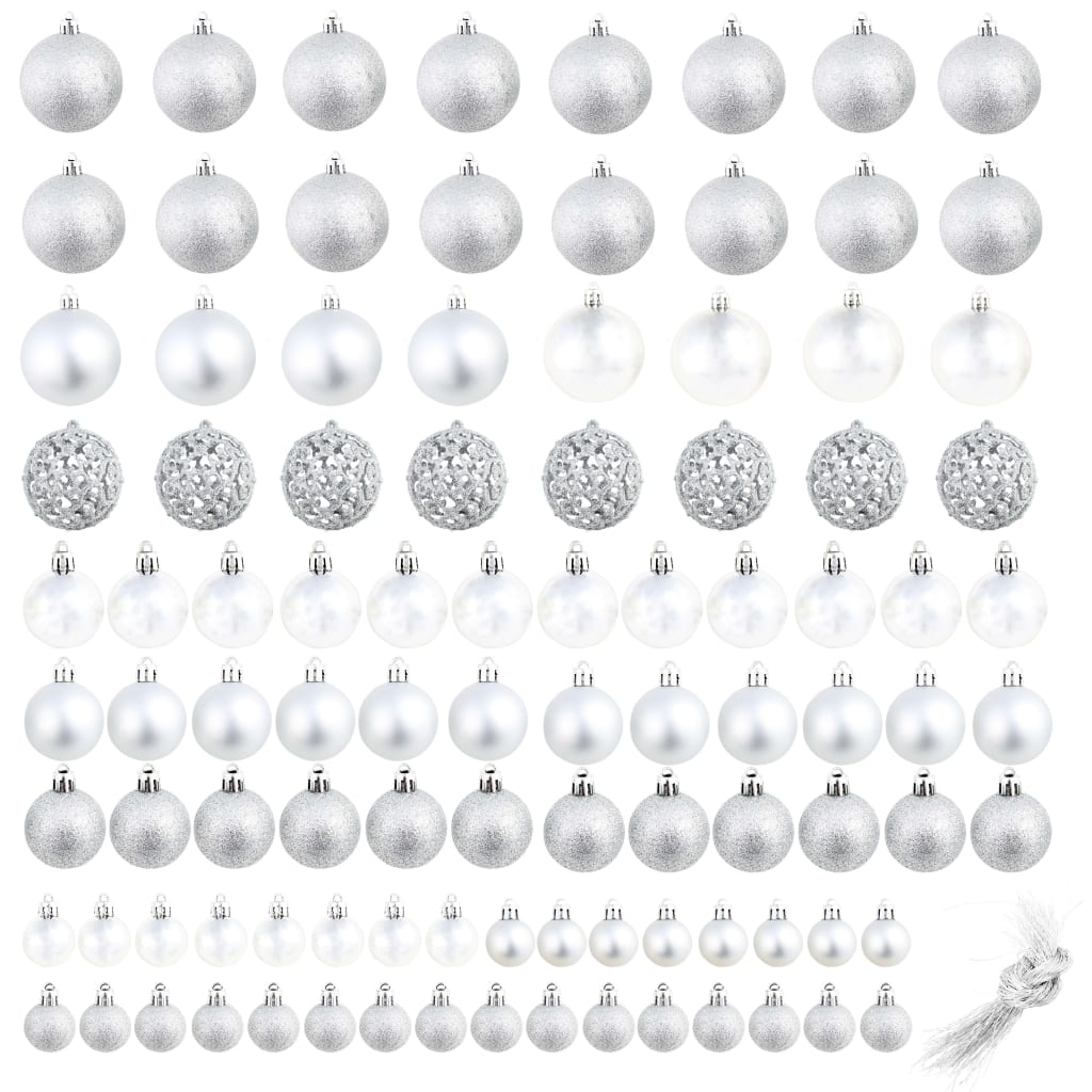 Conjunto de bolas de natal 100 pcs 3/4/6 cm prateado - Image 2