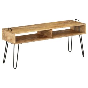 Móvel de TV madeira de mangueira maciça 110x35x45 cm