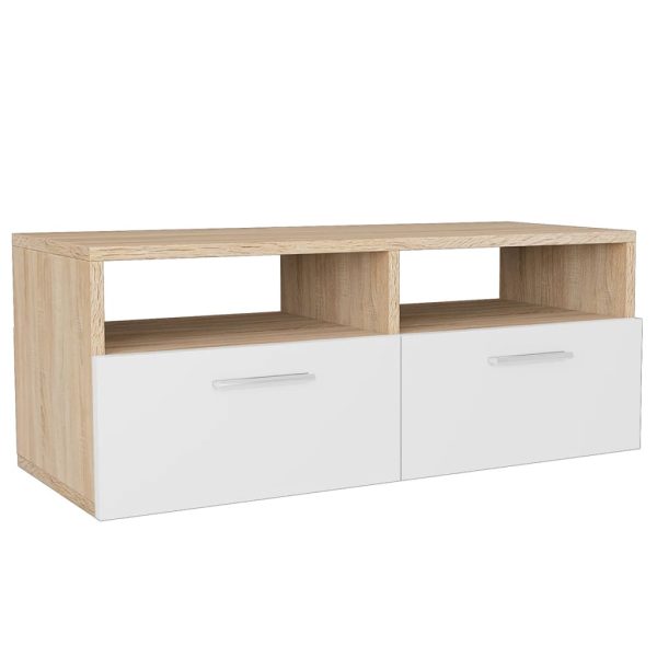 Móveis de TV 2 pcs aglomerado 95x35x36 cm cor carvalho e branco - Image 2