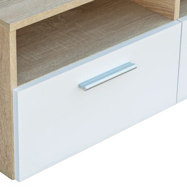 Móveis de TV 2 pcs aglomerado 95x35x36 cm cor carvalho e branco - Image 4