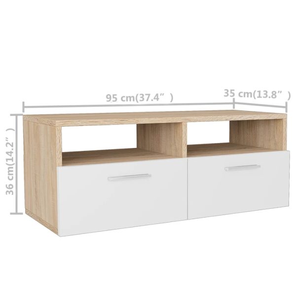Móveis de TV 2 pcs aglomerado 95x35x36 cm cor carvalho e branco - Image 5