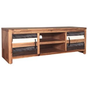 Móvel de TV em madeira de acácia maciça 120x35x45 cm