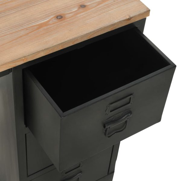 Secretária c/ um pedestal madeira abeto maciça aço 100x50x76cm - Image 9