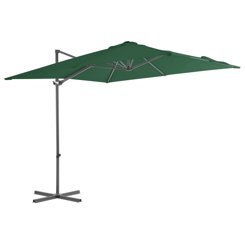 Guarda-sol cantilever com poste de aço 250x250 cm verde