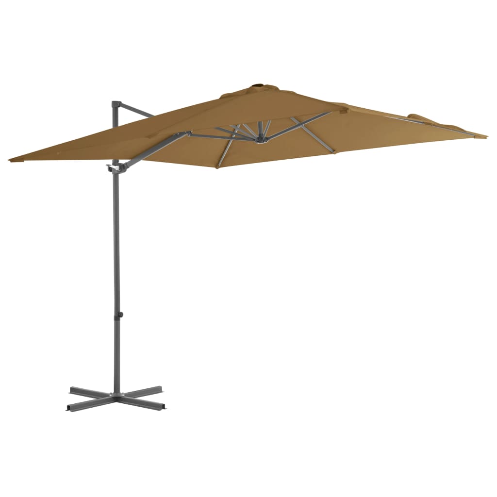 Guarda-sol cantilever poste aço 250x250 cm cinzento-acastanhado