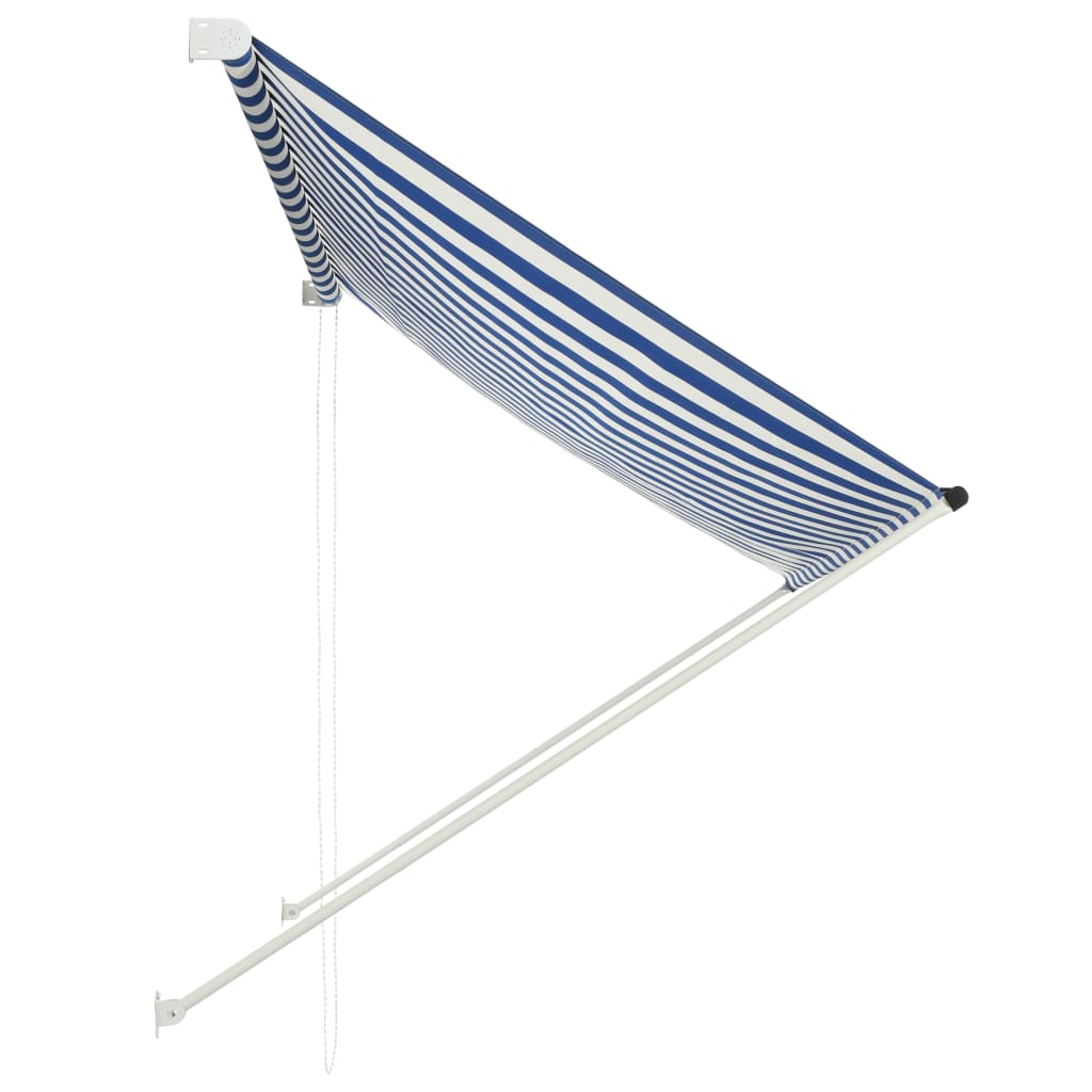 Toldo retrátil 200x150 cm azul e branco - Image 3