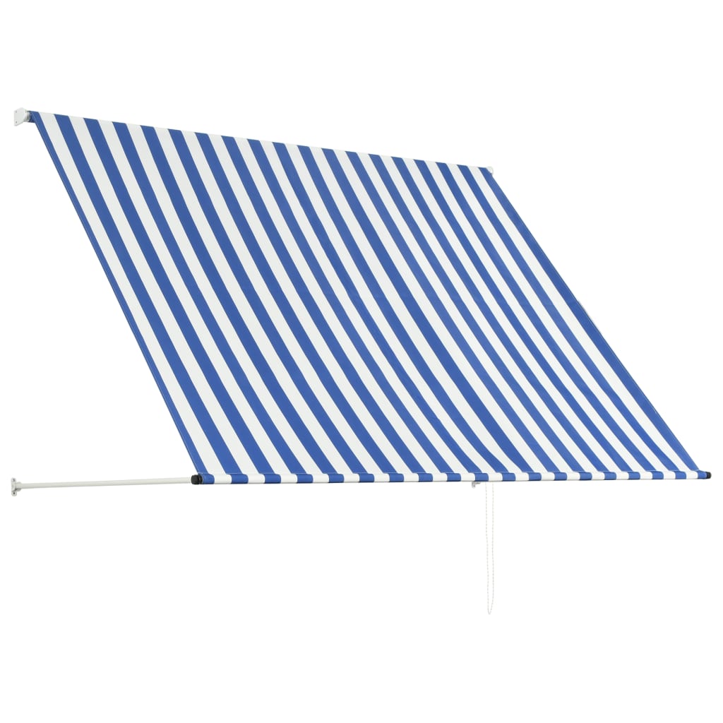 Toldo retrátil 200x150 cm azul e branco - Image 4