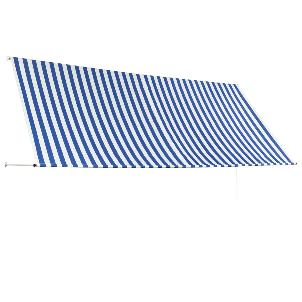 Toldo retrátil 350x150 cm azul e branco - Image 3