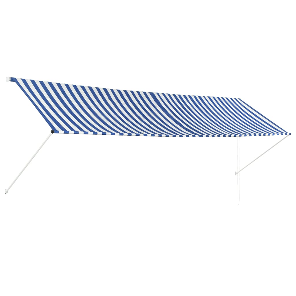 Toldo retrátil 400x150 cm azul e branco