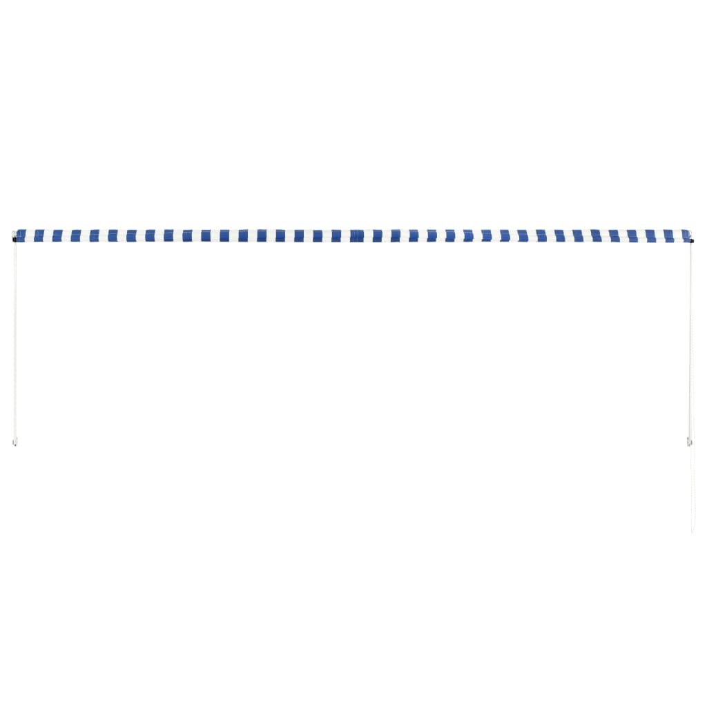 Toldo retrátil 400x150 cm azul e branco - Image 4