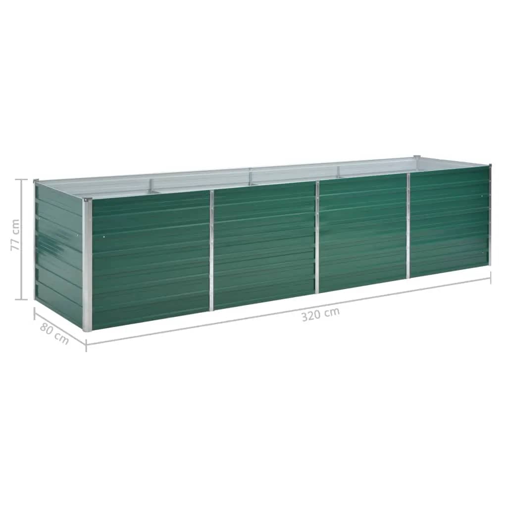 Canteiro elevado de jardim aço galvanizado 320x80x77cm verde - Image 7