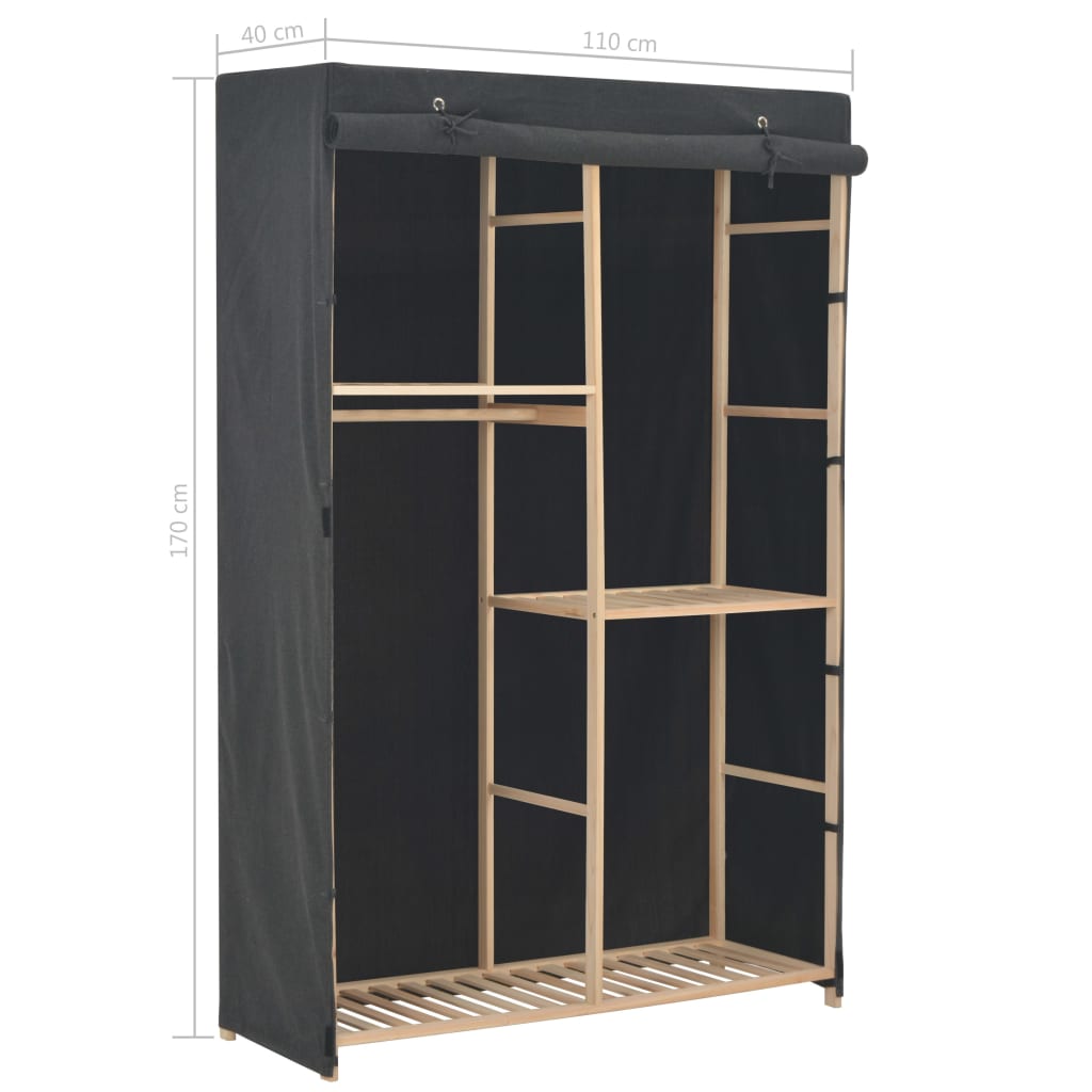 Roupeiro com 3 prateleiras 110x40x170 cm tecido cinzento - Image 6