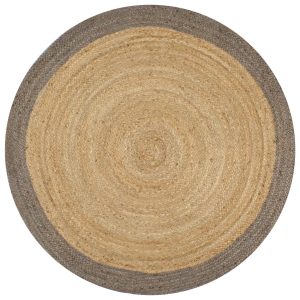 Tapete artesanal em juta com rebordo cinzento 120 cm