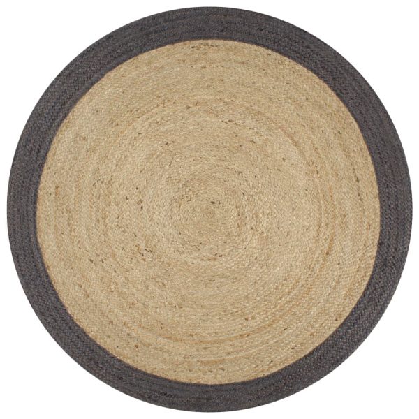 Tapete artesanal em juta com rebordo cinzento escuro 150 cm