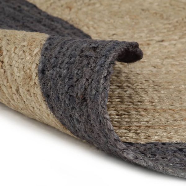 Tapete artesanal em juta com rebordo cinzento escuro 150 cm - Image 2