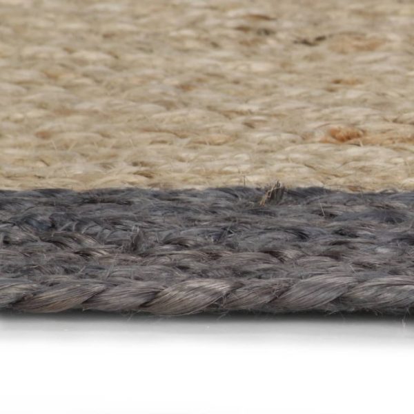 Tapete artesanal em juta com rebordo cinzento escuro 150 cm - Image 3