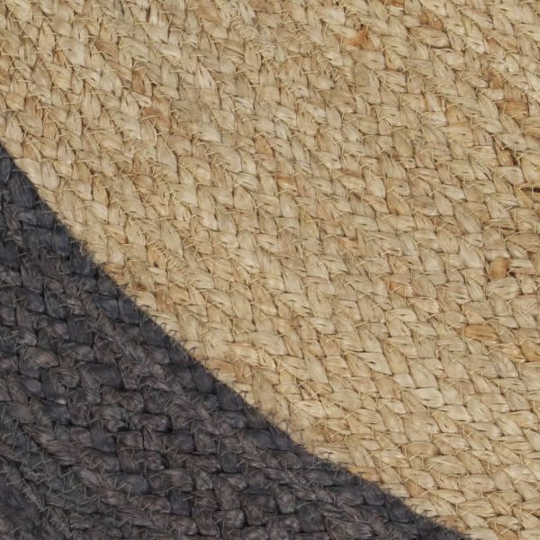 Tapete artesanal em juta com rebordo cinzento escuro 150 cm - Image 4